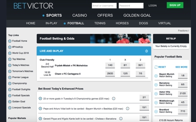 Betvictor sports betting screenshot